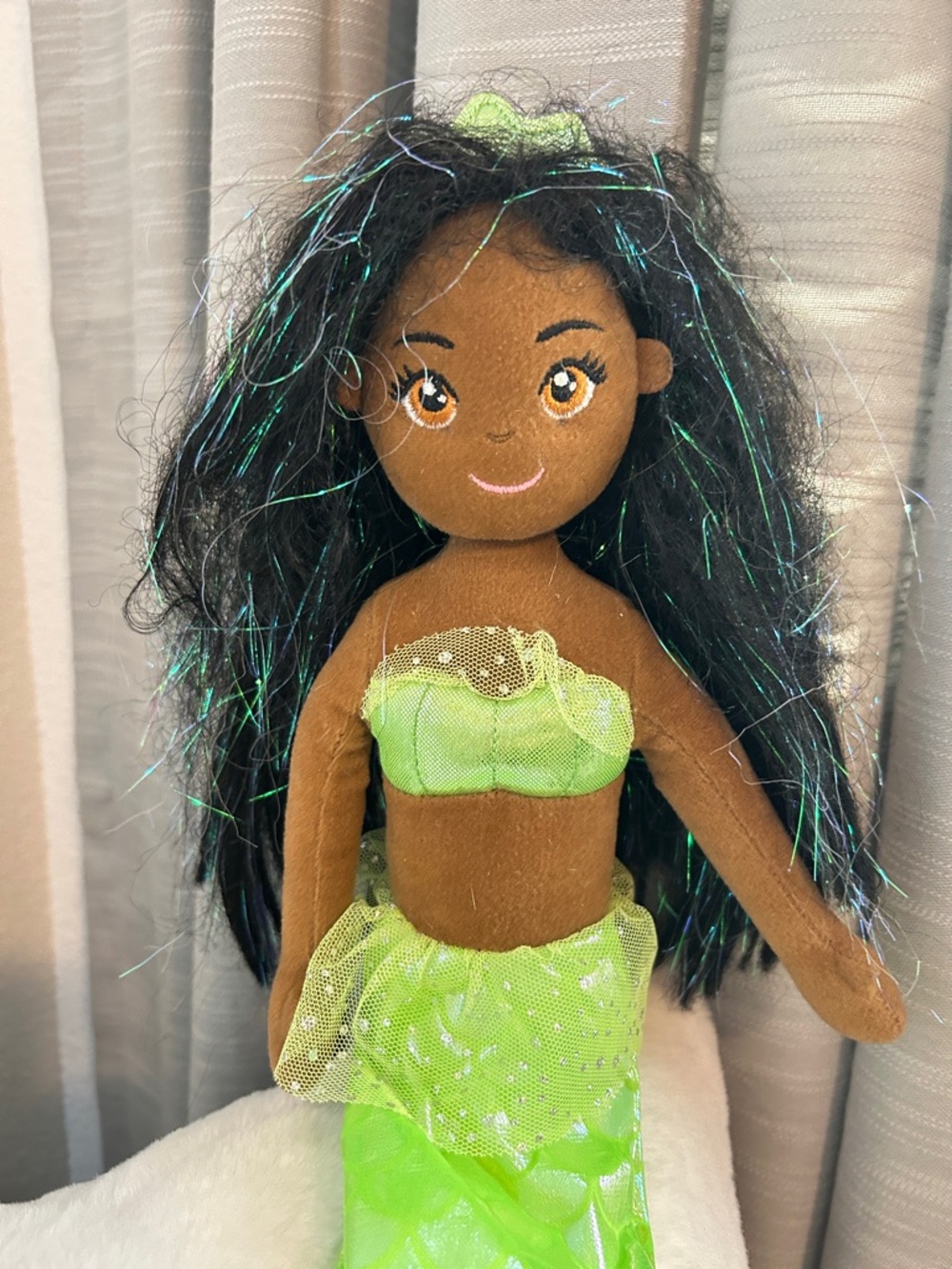 Aurora Emerald Sea Sparkles Hair Mermaid Doll Green Soft 18" Stuffed Toy